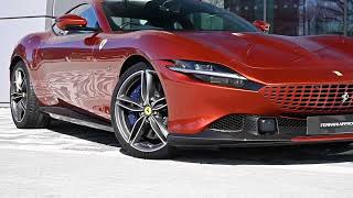Ferrari Roma finished in Rame Mica with Blu Sterling Interior.