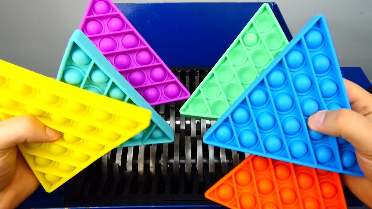 Fidget Toys Push pop Bubble, Triangle Toys vs Shredder | crushing metal | Satisfying ASMR video!