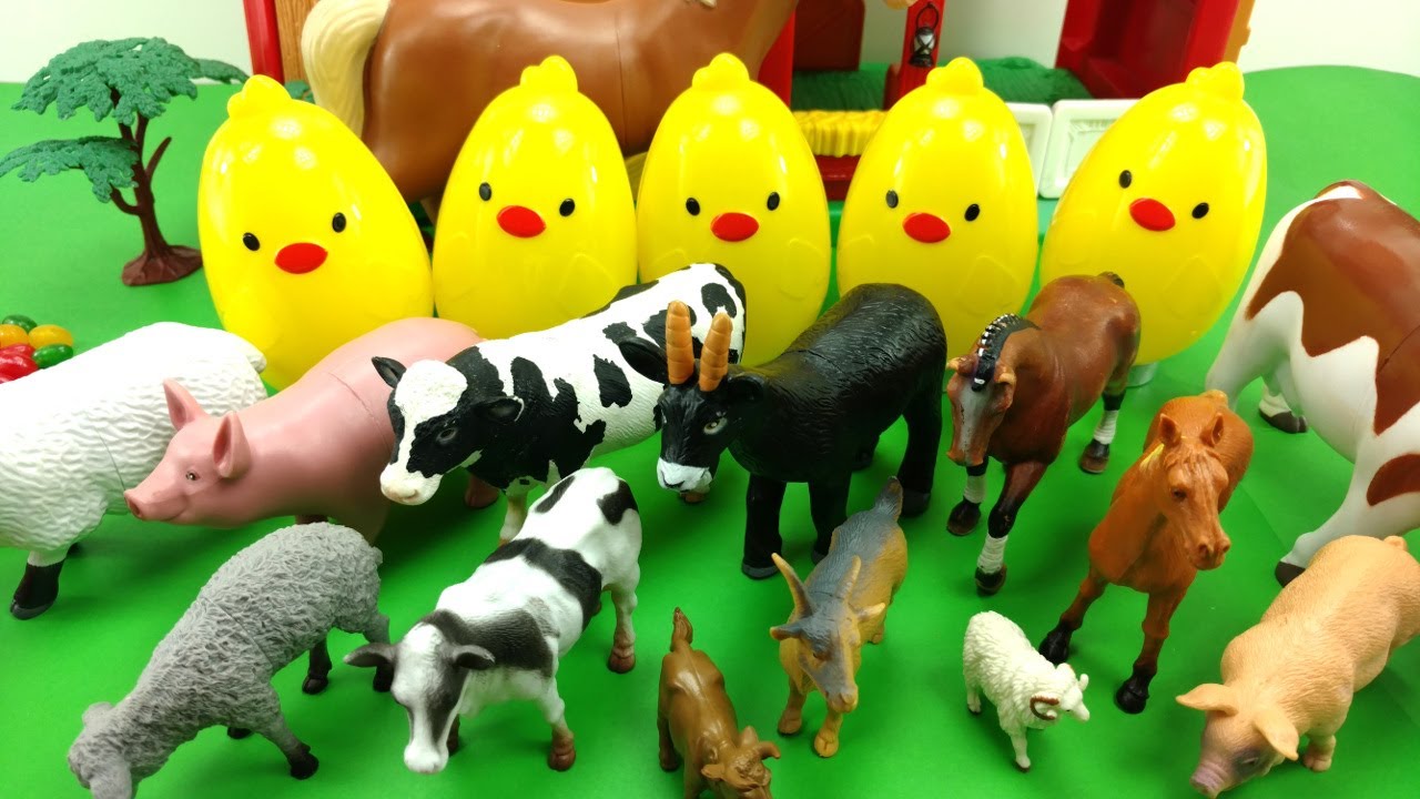 Egg Surprises/Huge Chicks Filled With Candy And Farm Animal Surprises