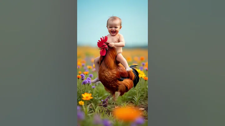 Cute baby with rooster #ai #baby #babytiktok #animal #funny #viral #shorts #cute #trending