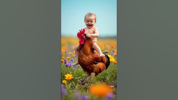 Cute baby with rooster #ai #baby #babytiktok #animal #funny #viral #shorts #cute #trending