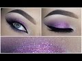 Easy purple eyeshadow makeup tutorial + Glitter