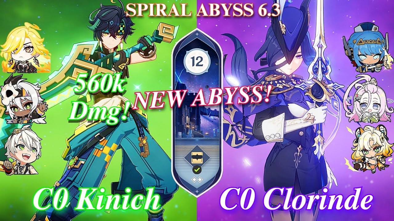 NEW SPIRAL ABYSS 6.3! | C0 Kinich Hypercarry & C0 Clorinde Taser | Floor 12 | 9* | Genshin Impact