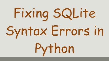 Fixing SQLite Syntax Errors in Python