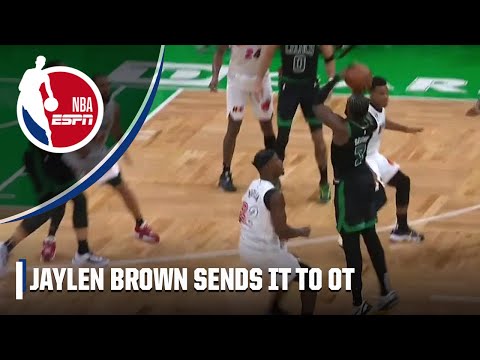 Jaylen brown from deep to force ot vs. Heat | nba on espn