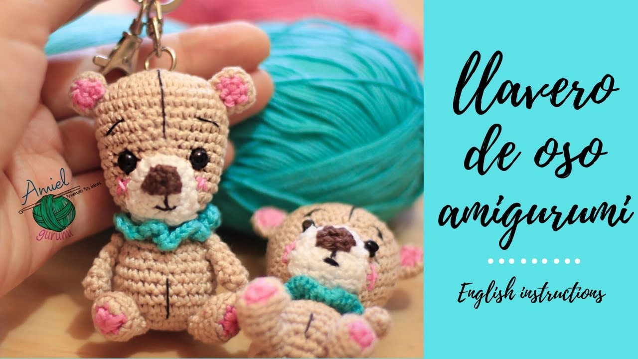 Cómo tejer un llavero con forma de oso amigurumi. English instructions