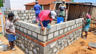 Full HollowBlock Building Construction |12×12ft Living Area Hollow Block Wall Build Accurate with Cement Guide