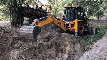 Loading Soil Video ll JCB Backhoe And Mahindra 575DI Tractor Video