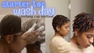 washing starter locs using the stocking cap method | it actually works😱