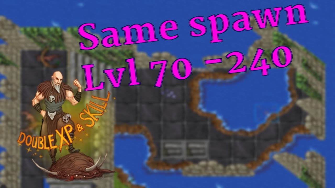 You never have to leave this hunting spawn in Tibia. Double exp from low to medium level.