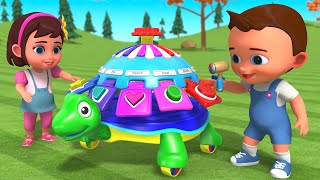 learn colors numbers shapes for children with tortoise car toy set baby videos for kids 3d edu