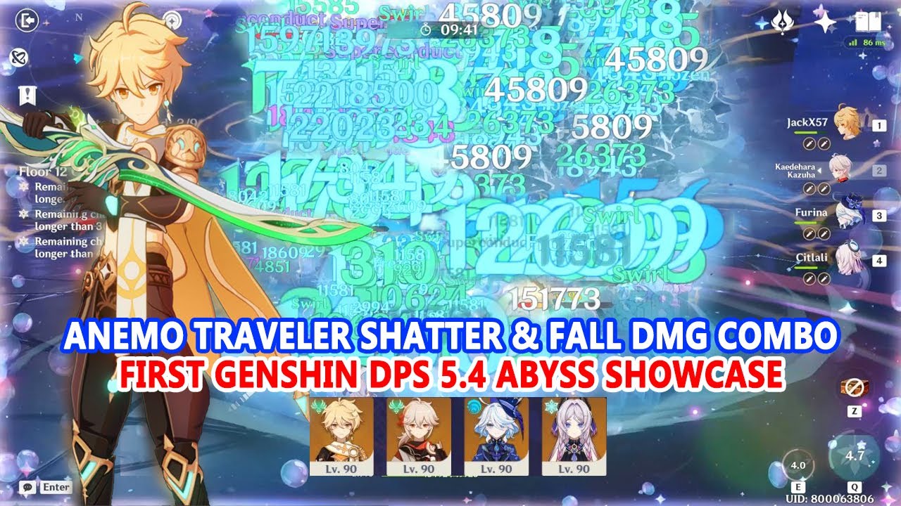 Anemo Traveler Shatter & Fall DMG Combo So Satisfying | First Genshin DPS 5.4 Abyss Showcase