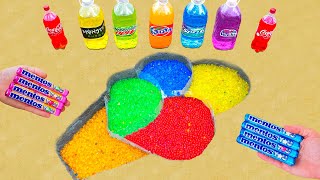 Orbeez  vs Ice Cream Rainbow Cup| Experiment : Giant Coca Cola, Fanta, Mirrinda, Pepsi and Mentos