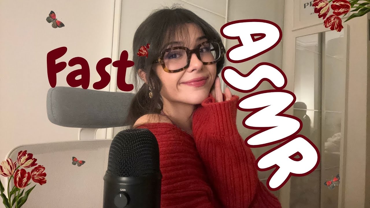 ASMR🌹 Fast Hand Sounds + Nail Tapping + Mouth Sounds + Hand Movements + Rambling ;D