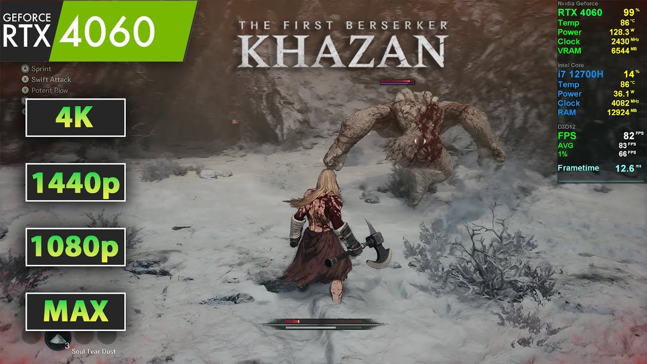 The First Berserker: Khazan - Benchmark at 4k, 2k, 1080p | DLSS, Frame Generation | RTX 4060