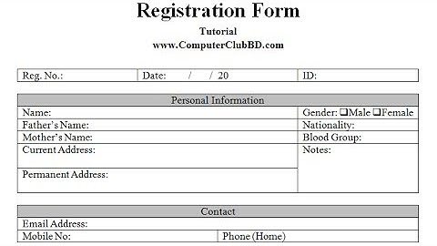 Create a Registration Form in MS Word 2010