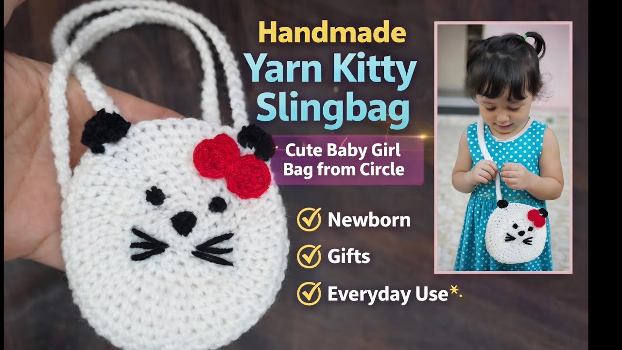 Cute Kitty Sling Bag for Baby Girl 