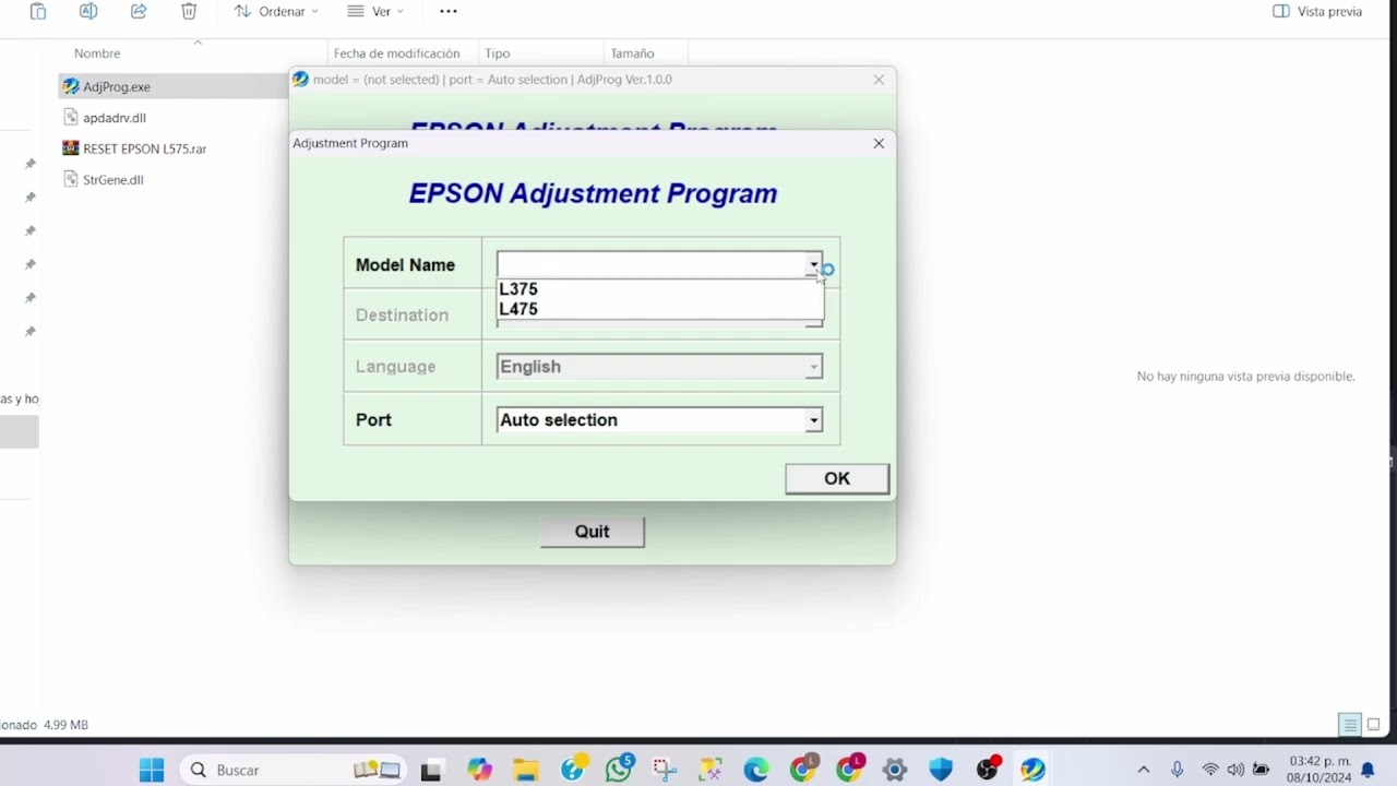 RESET EPSON L575 UNA DE LAS ALMOADILLAS A LLEGADO AL FINAL DE SU VIDA UTIL