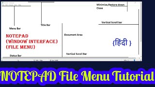 File Menu Complete Tutorial (हिंदी) in Notepad | Wordpad interface in NOTEPAD #Notepad #filemenu