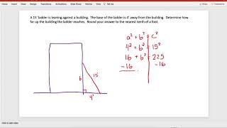 Pythagorean Theorem Ladder Example