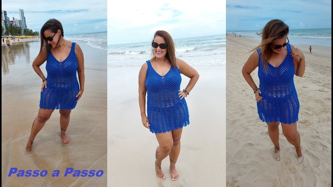 Saída de Praia de Crochê TROPICALIA  Tamanho P M,G e GG Passo a Passo Professor Neddy Ghusmam