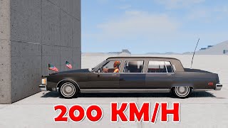 Armored Limousine vs Wall 200 KM/H - BeamNG Drive screenshot 4