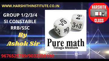 PURE MATHS IN|PROGRESSIONS in telugu by Ashok sir