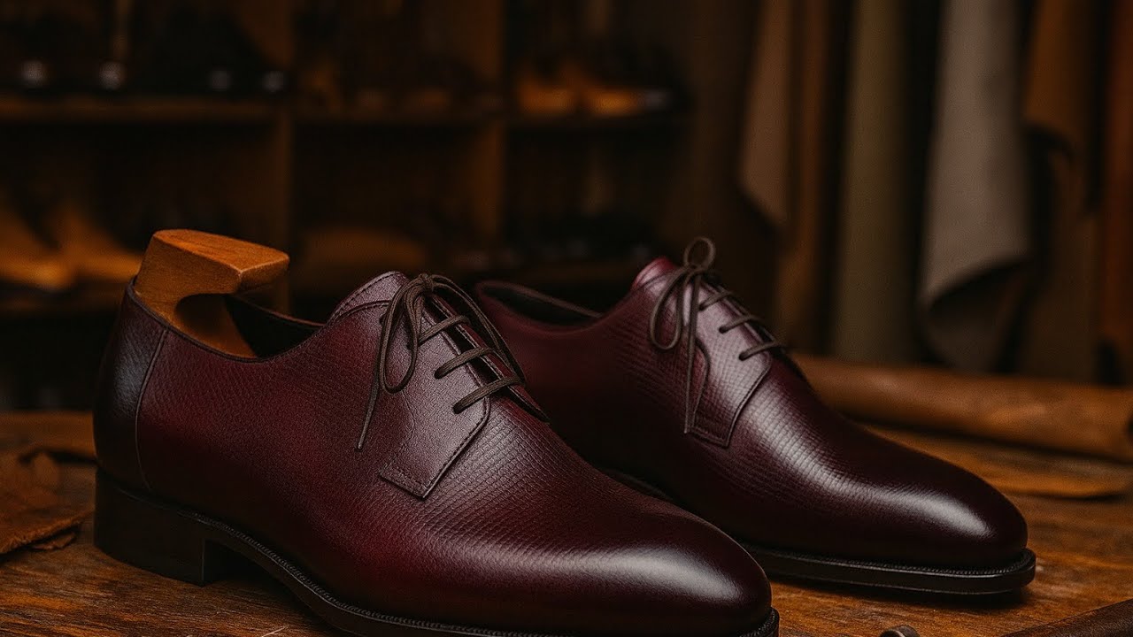 I Make Handmade Derby Shoes in Embossed Cordovan Leather | Full Shoemaking Process