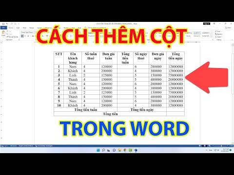 Cách Thêm Cột Trong Word