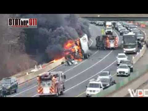 Pre-arrival video from crash and truck fire on the Capital Beltway in Virginia