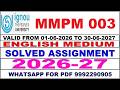MMPO 003 solved assignment 2026-27 in English || mmpo 003 solved assignment 2027 || mmpo3 2026-27