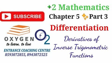 Derivatives of Inverse Trigonometric Functions(Malayalam)| Differentiation (Part 3)|+2 Mathematics