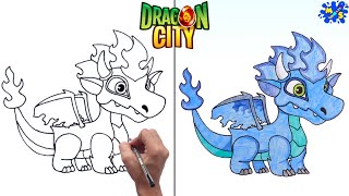 How to Draw Cool Fire Dragon Step by Step || Dragon City