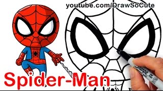 spiderman spider drawing cartoon chibi draw easy drawings marvel step sketch superheroes captain head america sketches disney characters character visit