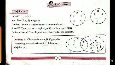 Disjoint sets   l  9th class 1st chapter Activity on sets