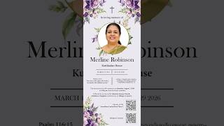 FUNERAL SERVICE OF MERLINE ROBINSON ON 01/08/2026 TIME 2.30 PM