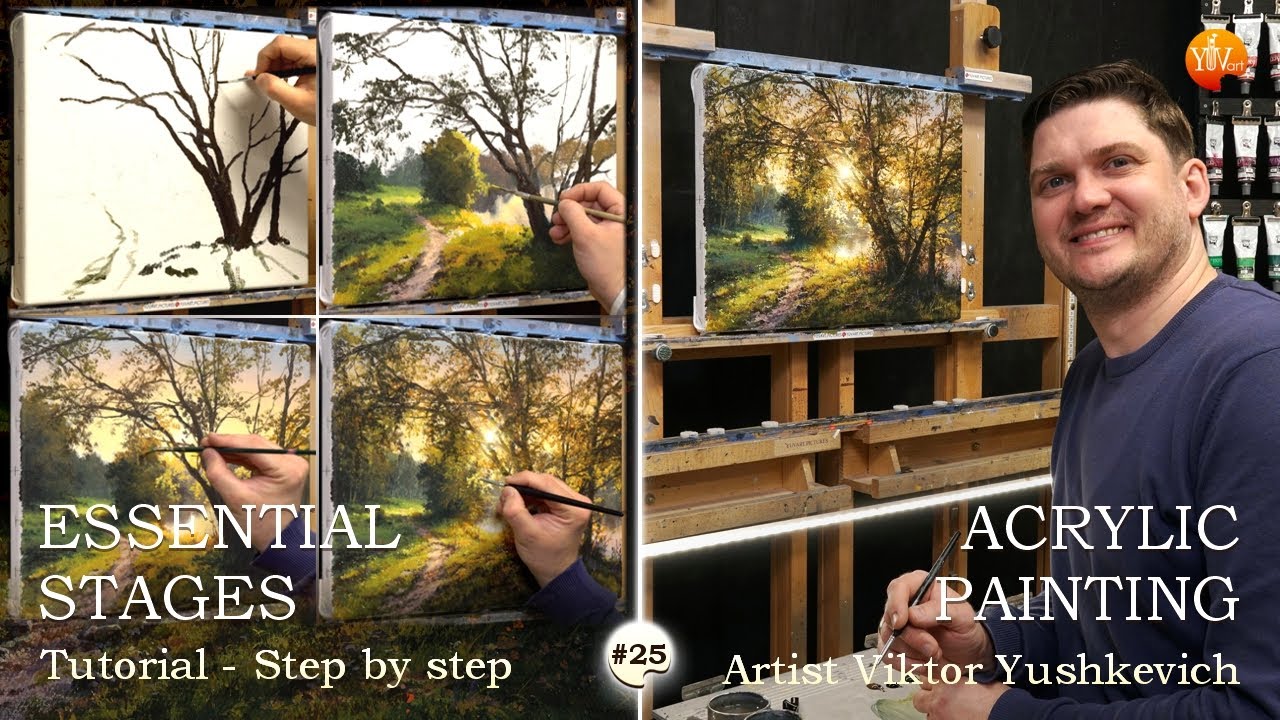 Warm morning №25. Acrylic painting ESSENTIAL STAGES | Тёплое утро №25. ОСНОВНЫЕ МОМЕНТЫ АКРИЛОМ