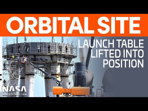 Orbital Launch Table Lifted Onto Mount - Grid Fin Installed on Super Heavy B4 | SpaceX Boca Chica