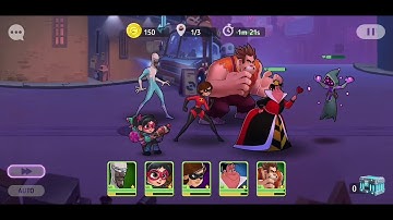 Disney Heroes Battle Mode Chapter 3. Market Alleys Queen of Hearts on Auto Mode Gameplay