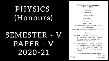 Physics (Honours) 5th Semester Paper-V 2020-21 Tripura University Question Paper