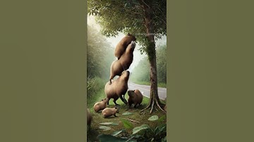 Capybaras climp the tree funny video #capybara