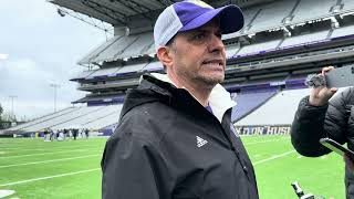 Husky Football 2024 Spring practice interview with Coach Fisch