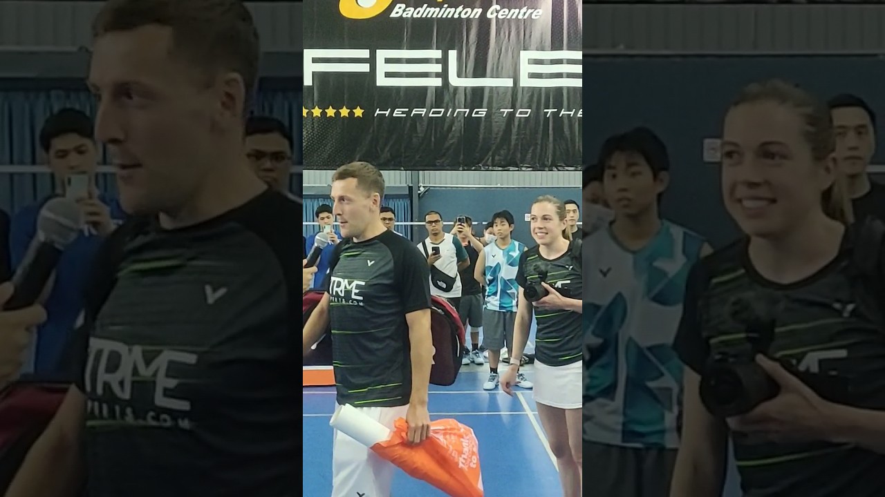 Jenny and Greg ‎BadmintonInsight entering Setapak Badminton court for Fan Challenge in 