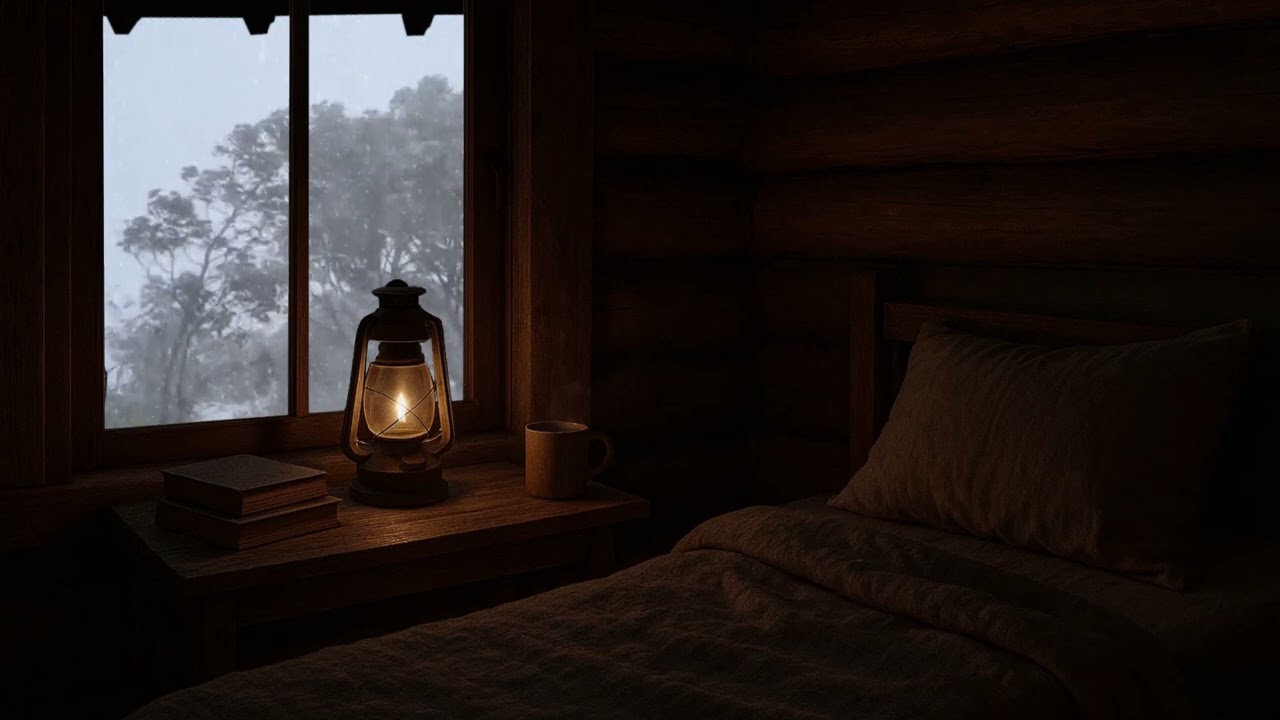 Rainstorm in Cozy Cabin 🌧️ Safe Inside the Storm | Relaxing Rain & Thunder Sounds for Sleep