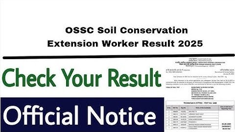 OSSC Soil Conservation Extension Worker Result 2025 | Cut Off Marks, Merit List