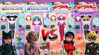 😍😘New Challenge !💖 Wednesday Addams And Enid Sinclair Vs Miraculous Cat Noir And Ladybug Vs Angela 2