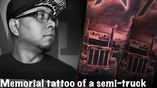 Riding in Memory: A Touching Tribute with a Memorial Semi Truck Tattoo