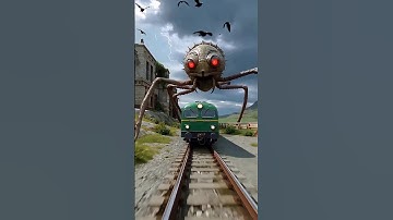 🚂👁 Giant Insect Monster vs Train #GiantMonster #TrainHorror #MonsterAttack #HorrorShorts #Shorts