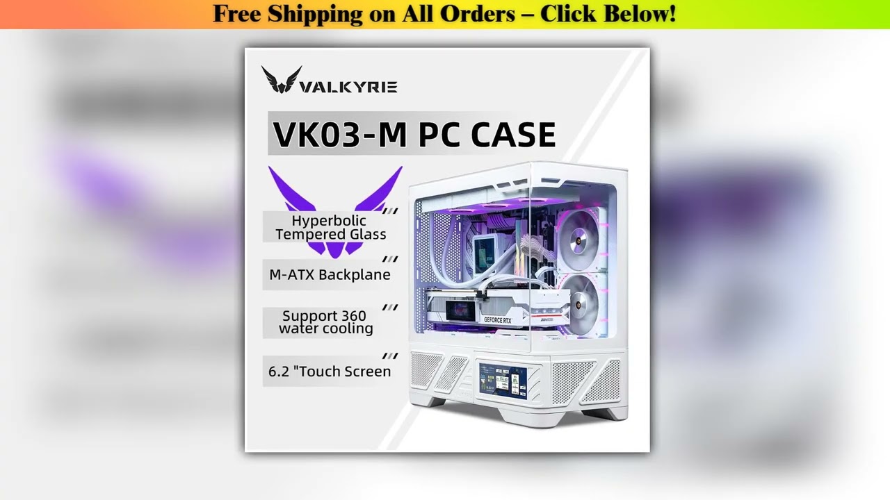VALKYRIE M-ATX PC Case Gaming Desktop Case VK03-M LCD Supports 360 Water Cooling 6.2-inch