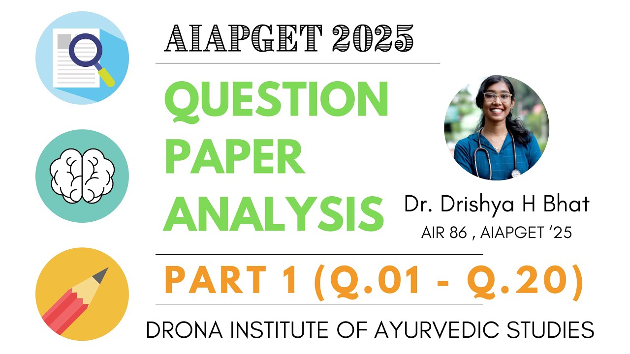 AIAPGET 2025 Question Paper Discussion - Part 1 (Q.1 - 20) | Drona Institute of Ayurvedic Studies